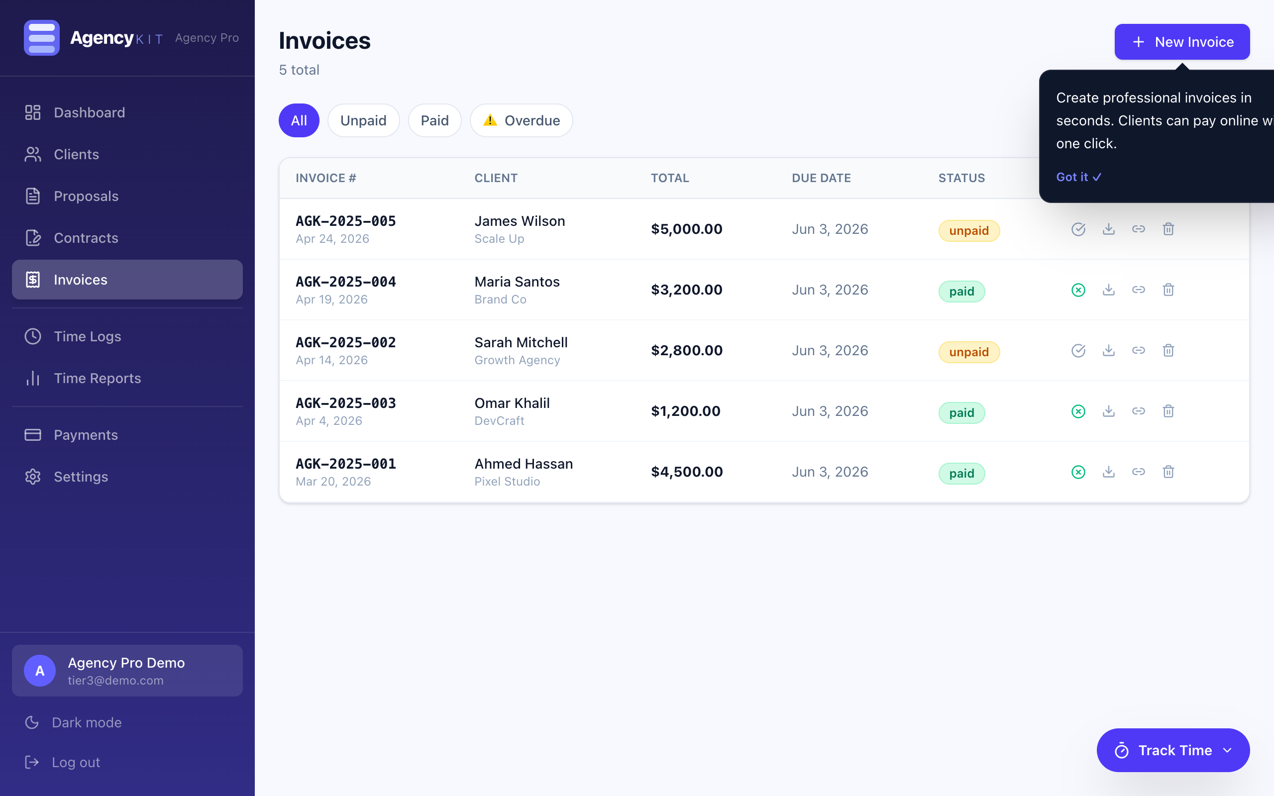 AgencyKit Invoices
